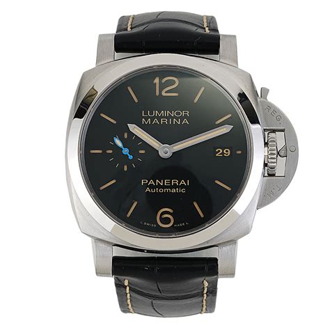 Panerai Luminor Marina Black Dial Black Leather .